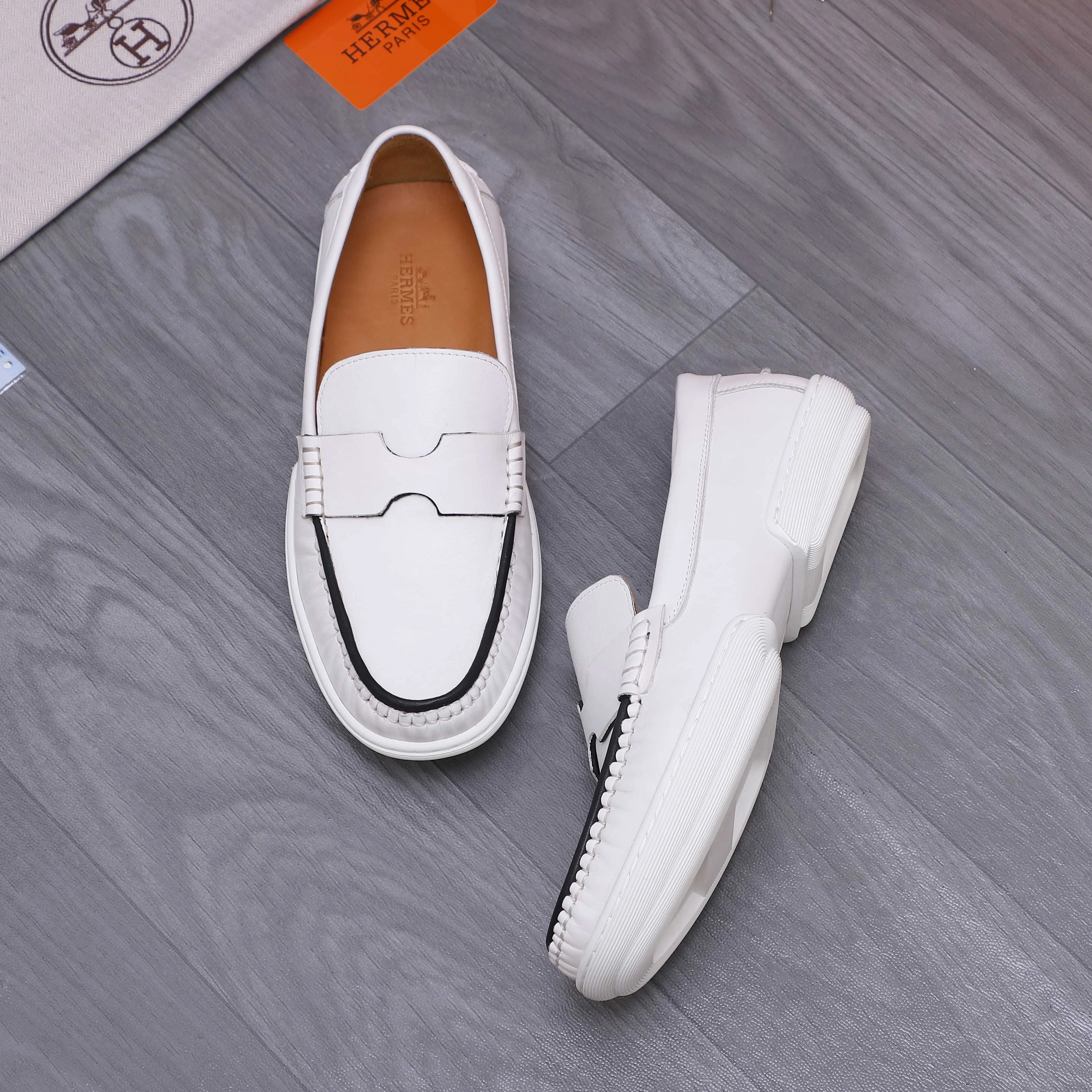 Men's shoes 💰500 Product trademark: HERMES "Hermes" casual slip-on leather shoes Regular size: 38-46 (45.46 custom-made, non-refundable) Product materials: Selected high-quality cowhide upper, cowhide lining, original outsole